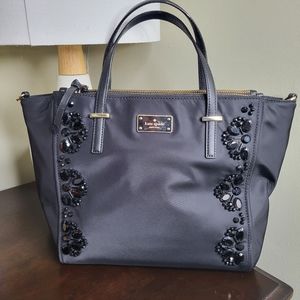 Kate Spade Nylon Jeweled Handbag, Black